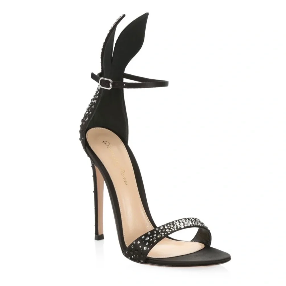Gianvito Rossi Natalia Crystal Embellished High Heel Sandals 38  ( US7 / US8 )